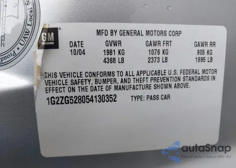 2005 Pontiac G6 z USA, uszkodzony, nr VIN 1G2ZG528054130352